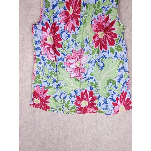 TALBOTS Blue Red Green Floral Sleeveless Lightweight Top SZ 4P - Picture 6 of 7